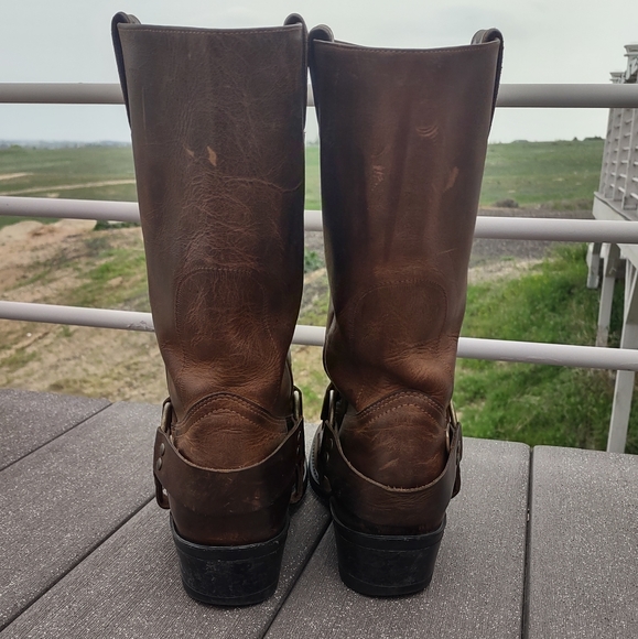 BROWN LEATHER BOULET HARNESS MOTORCYCLE BOOTS WOMENS 9.5 MENS 8.5 - Picture 14 of 15